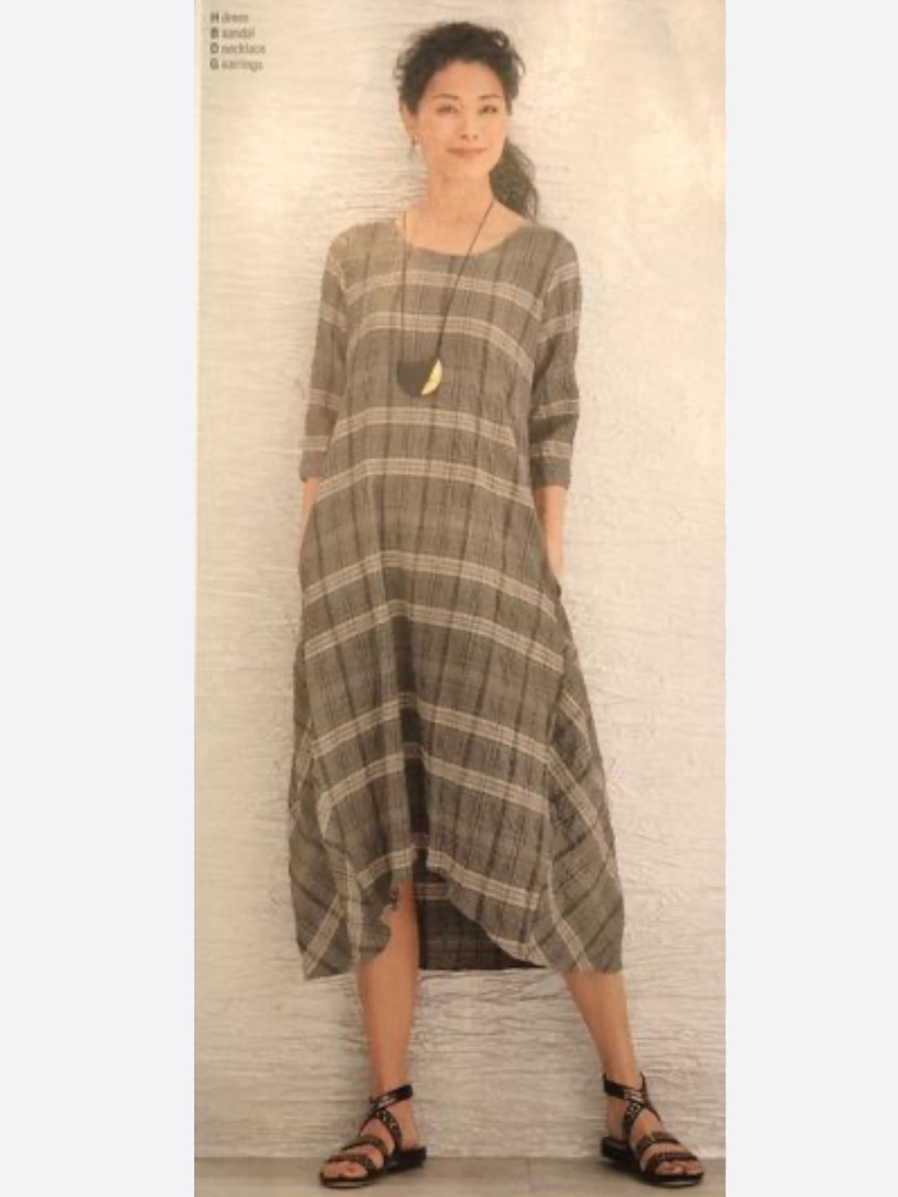 SpiritHouse crinkle plaid maxi/midi dress Size XS plaid Lagenlook
